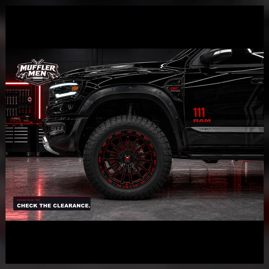 Dodge RAM TRX wheel clearance view for Oak Flats Muffler Men exhaust advice