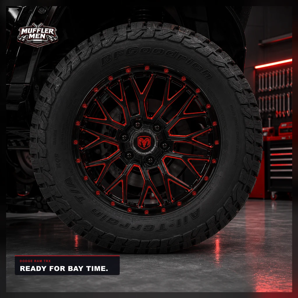 Dodge RAM TRX wheel finish detail for Oak Flats Muffler Men exhaust advice