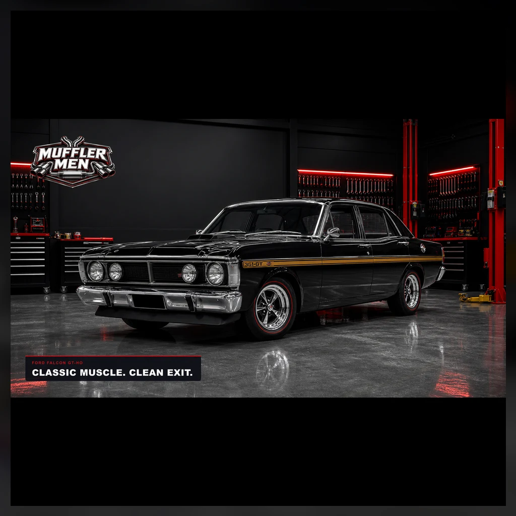 Ford Falcon GT-HO ready for Oak Flats Muffler Men exhaust advice