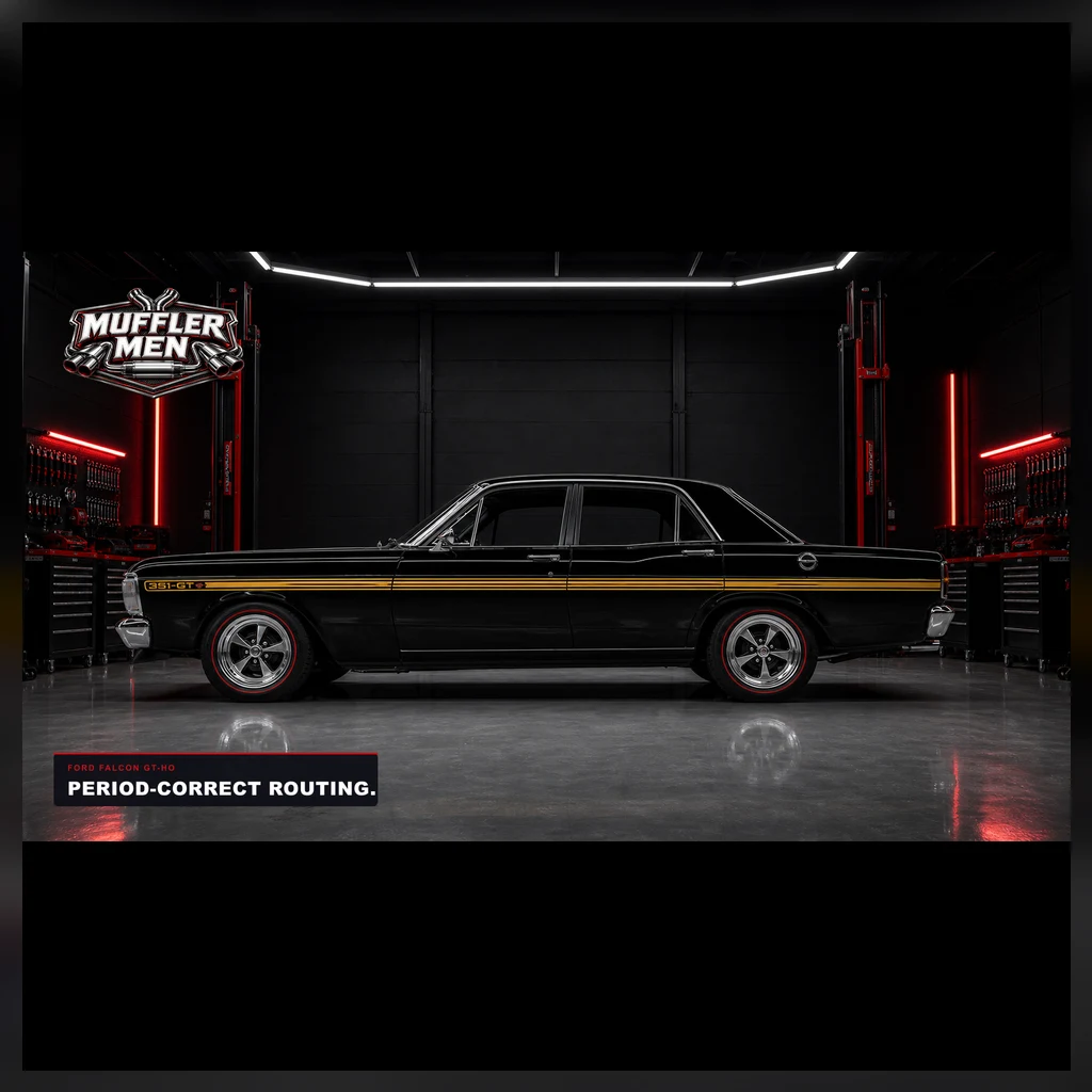 Ford Falcon GT-HO side clearance view for Oak Flats Muffler Men exhaust advice
